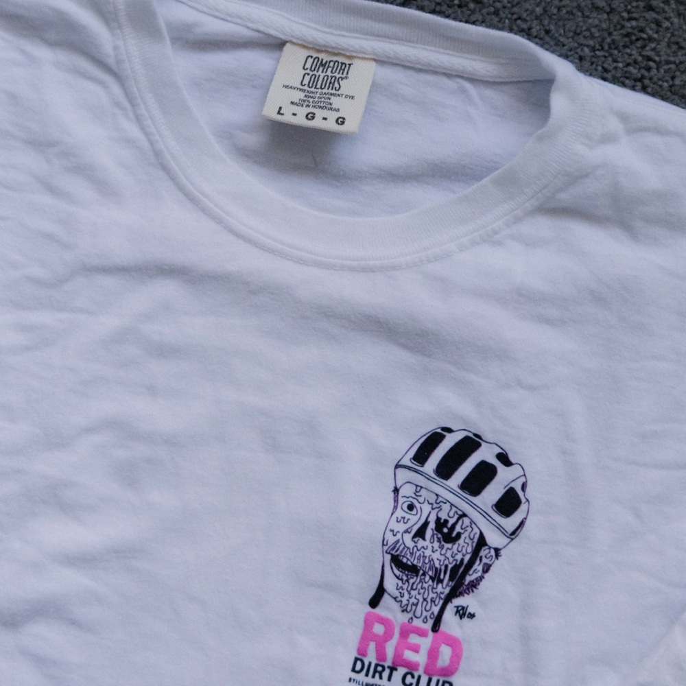 Comfort Colors White Graphic Tee with Pink and Black Design
